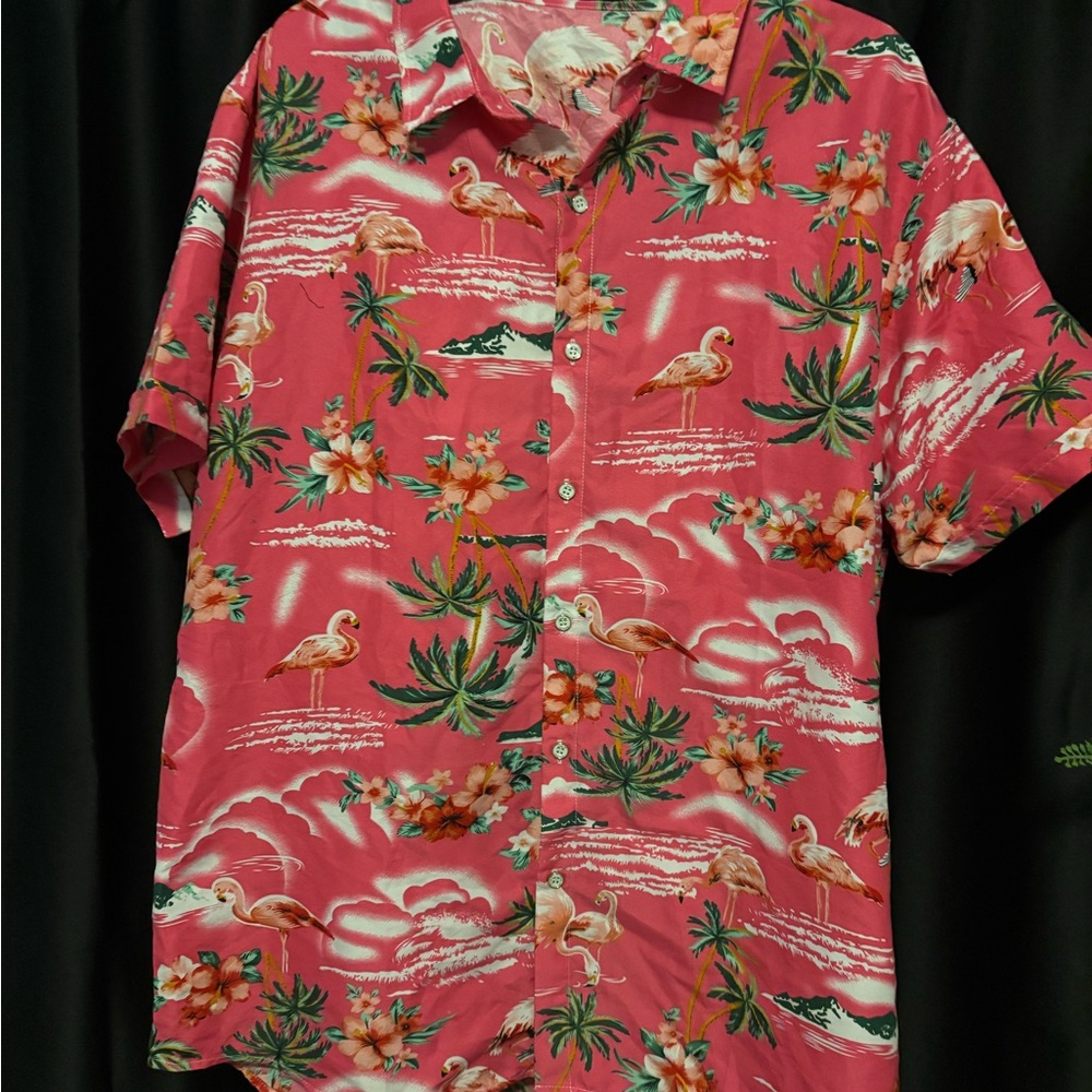 Men's Pink Tropical Floral Short-Sleeve Shirt